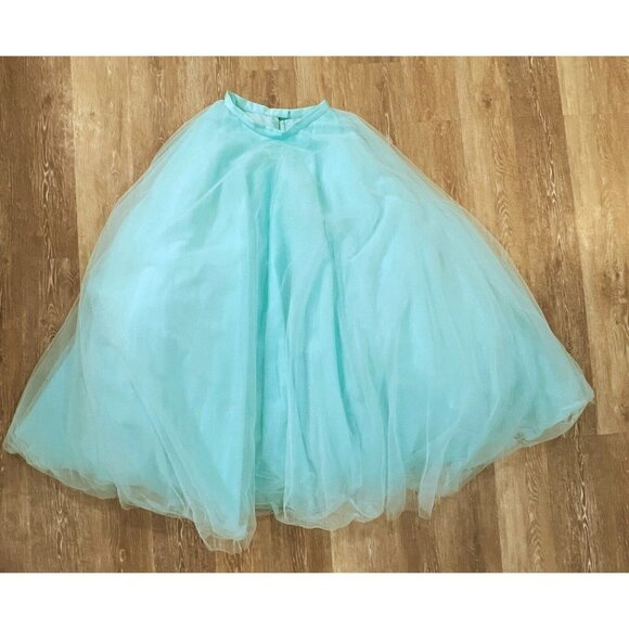 Alfred Angelo Sz 10 Aqua Blue Tulle Two Piece Formal Gown Skirt Corset Strapless - Picture 6 of 16
